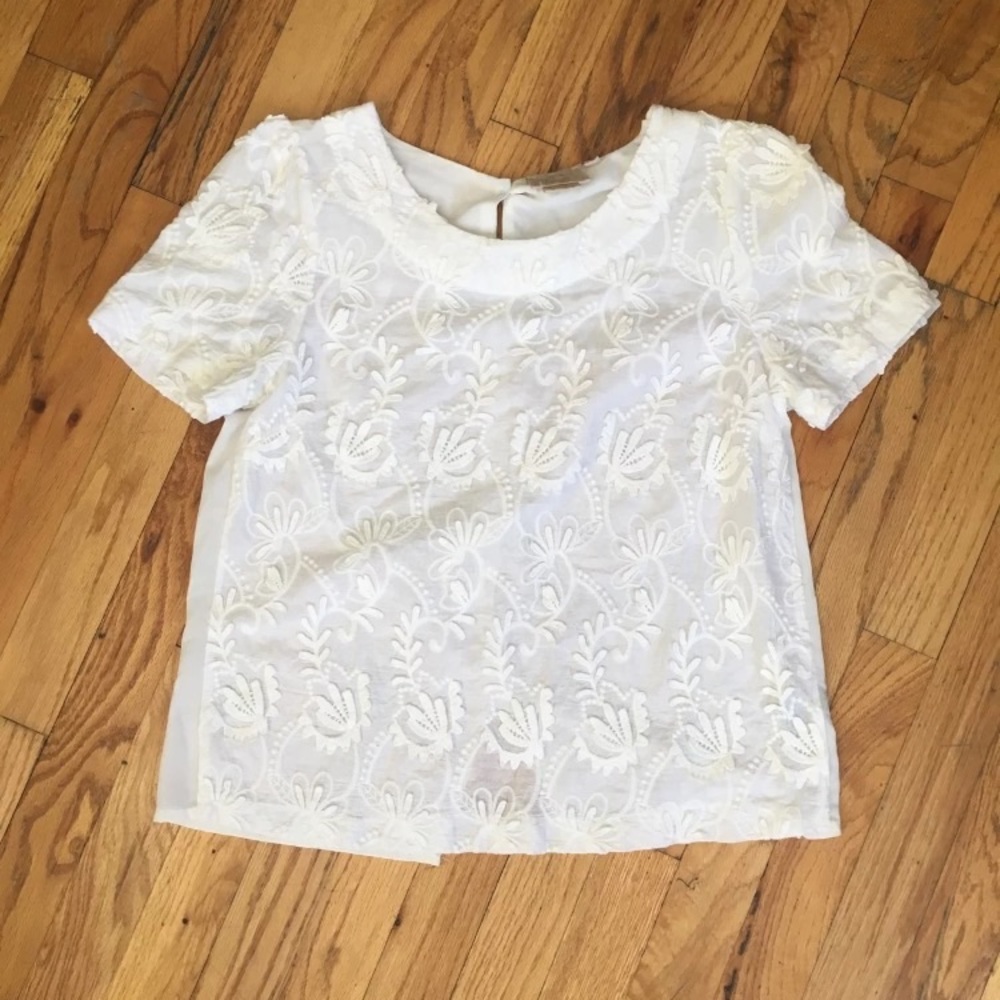 Anthropologie VanessaVirginia lace appliqué Blouse